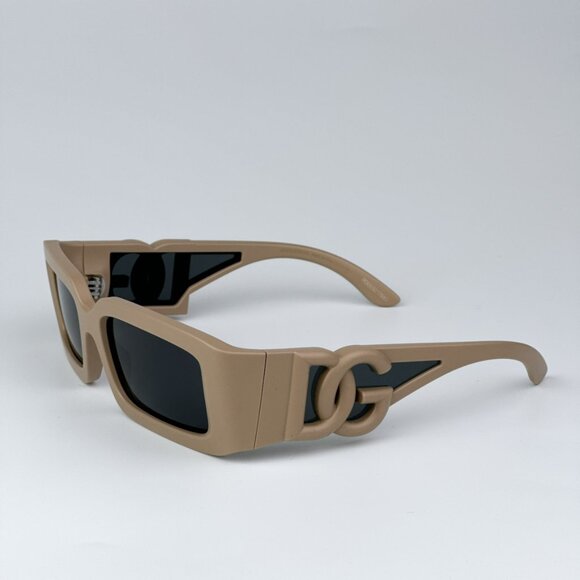 D&G DG6197 329287 BRAND NEW Sunglasses Rubberized Beige Grey Rectangle Unisex - Picture 8 of 12